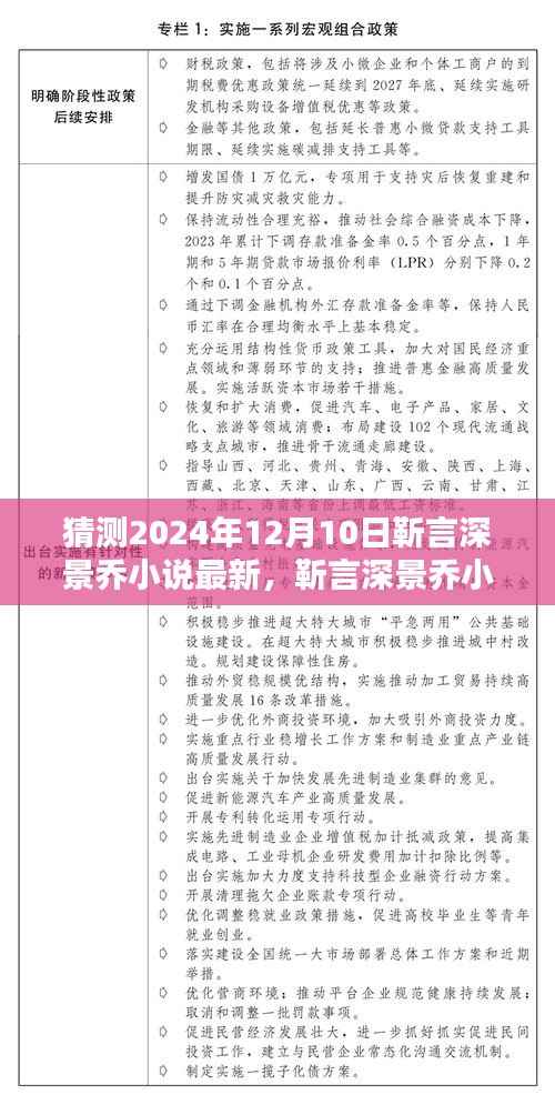 靳言深景乔小说最新动态猜想,2024年12月10日最新进展猜测