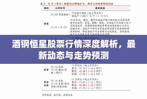 酒钢恒星股票行情深度解析,最新动态与走势预测