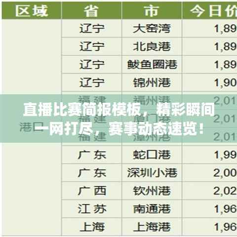 直播比赛简报模板，精彩瞬间一网打尽，赛事动态速览！