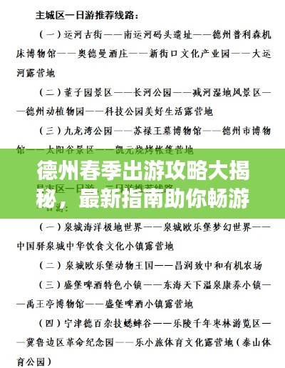 德州春季出游攻略大揭秘,最新指南助你畅游一季!